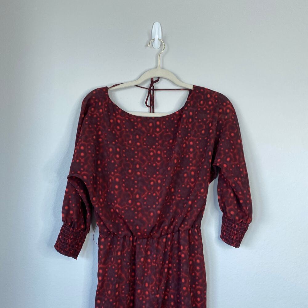 ALICE & OLIVIA Leiby Wide Leg Jumpsuit in Bordeaux Dot Size Medium - Picture 4 of 11